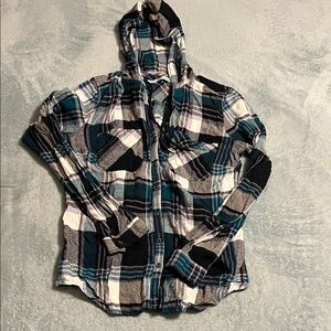 Maurices Teal and Black Plaid Shirt